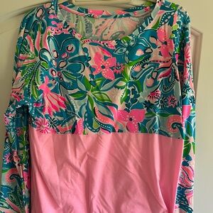 Vibrant Lilly Pulitzer Floral Pink and Blue Women's Top